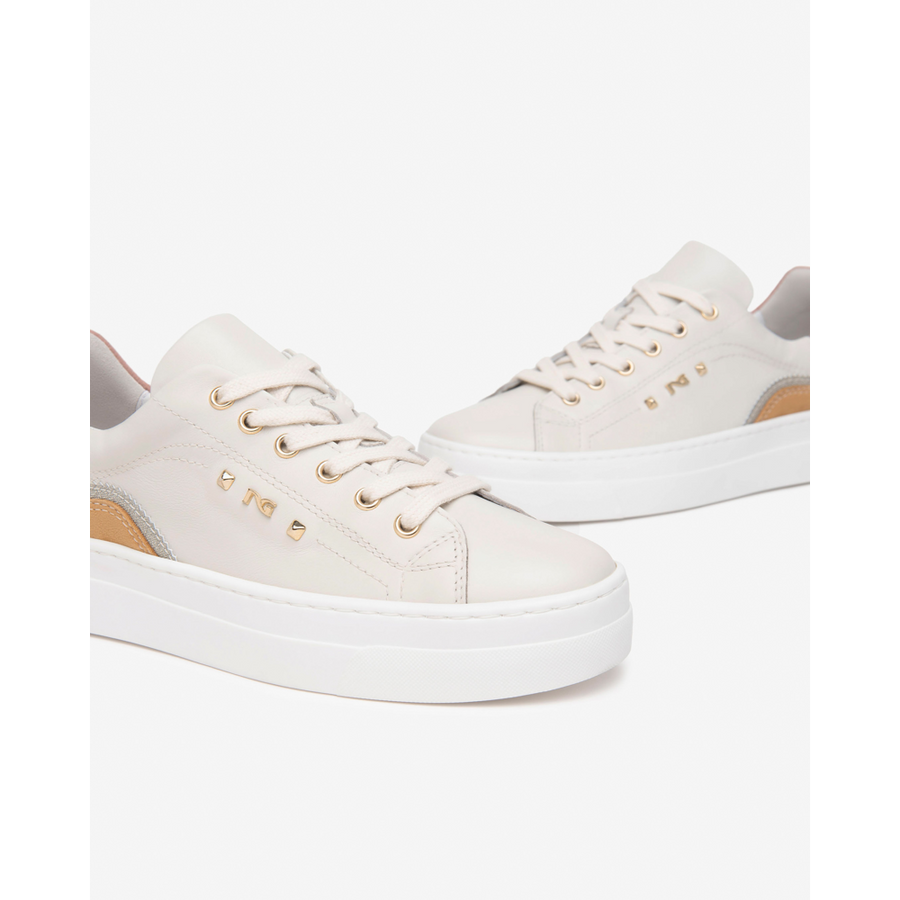 NeroGiardini E513012D Cream and Gold Chunky Sneaker