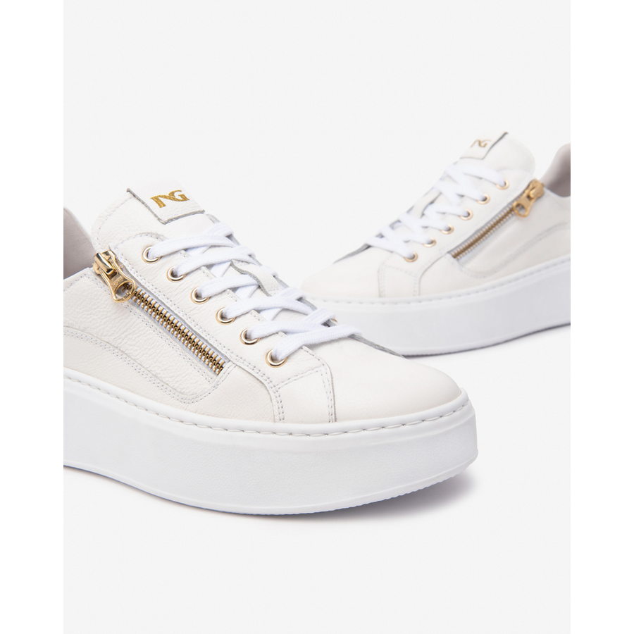 NeroGiardini E513081D Off White and Gold Glitter Chunky Sneakers