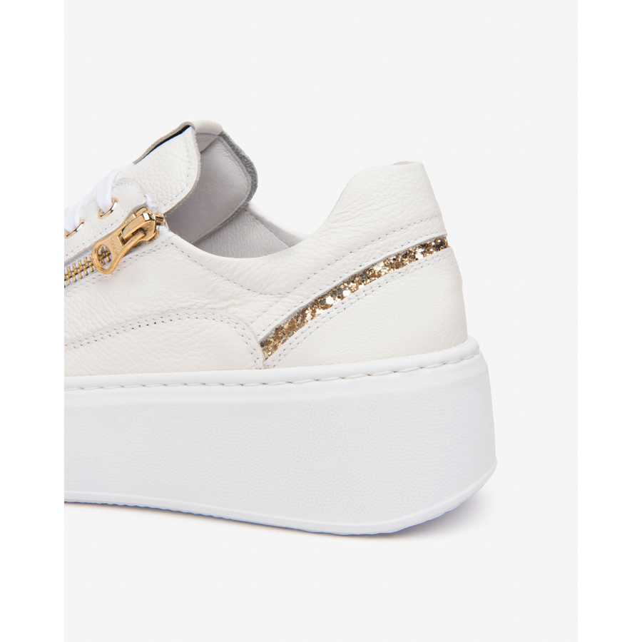 NeroGiardini E513081D Off White and Gold Glitter Chunky Sneakers