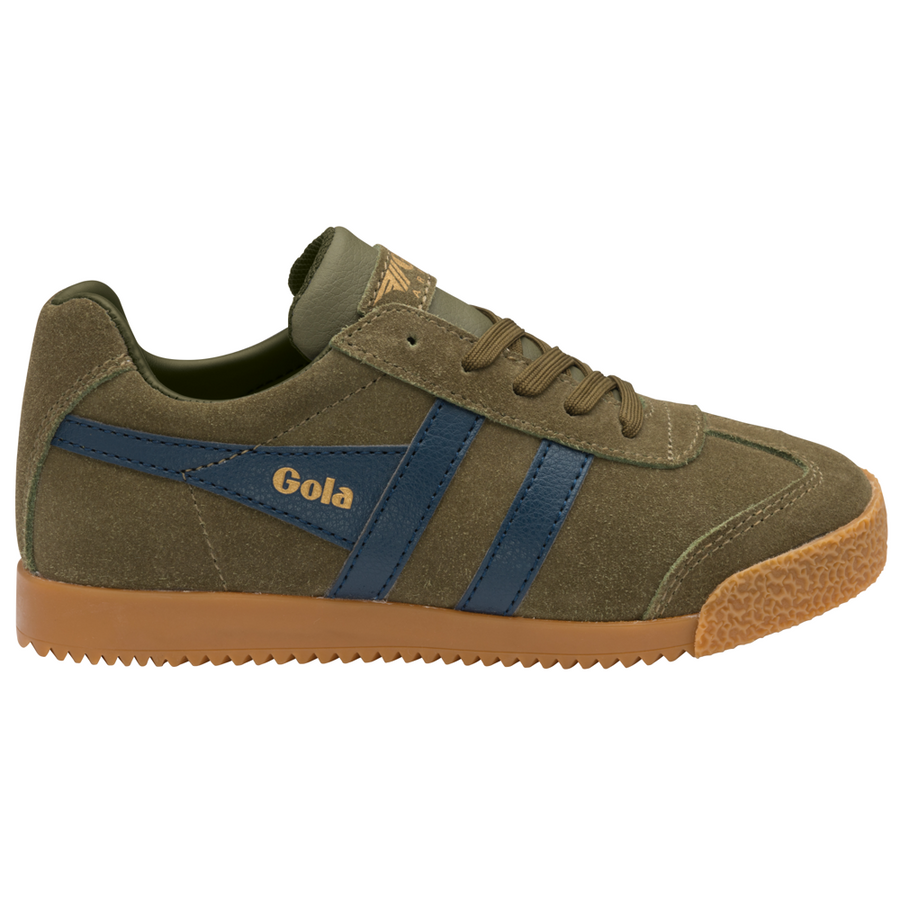 Gola Harrier Khaki/Navy Suede Mens Trainers