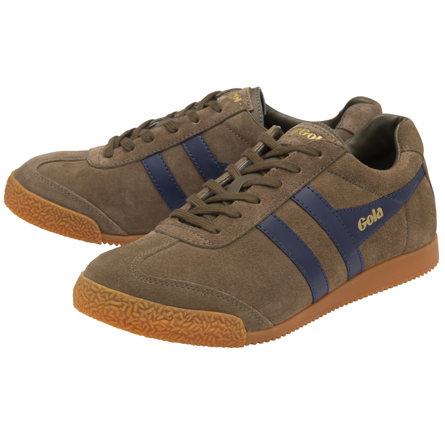 Gola Harrier Khaki/Navy Suede Mens Trainers