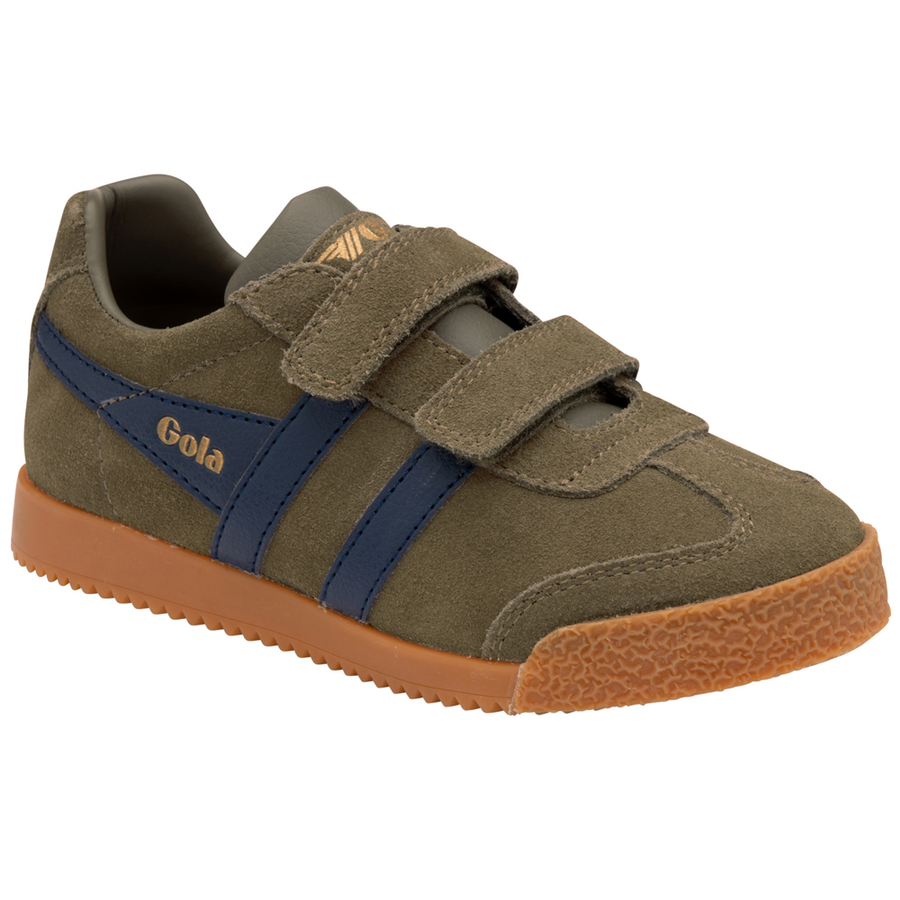 Gola Harrier Strap Khaki/Navy Kids Trainers