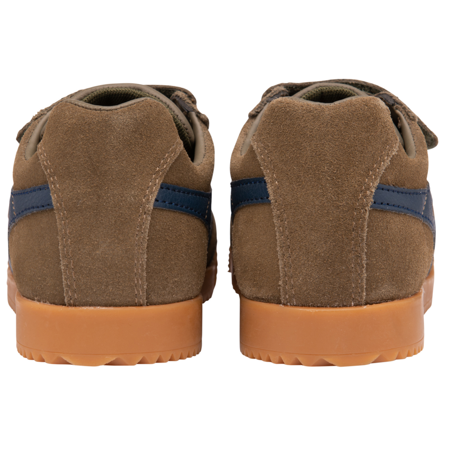 Gola Harrier Strap Khaki/Navy Kids Trainers