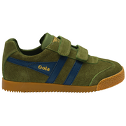 Gola Harrier Strap Khaki/Navy Kids Trainers