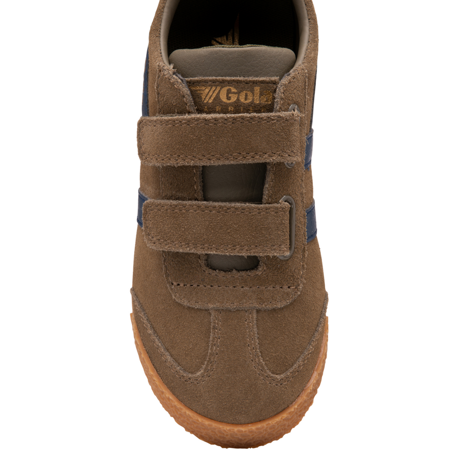 Gola Harrier Strap Khaki/Navy Kids Trainers