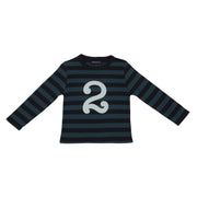 Bob and Blossom Breton Striped Number T-Shirt KT141 Vintage Blue and Navy