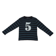 Bob and Blossom Breton Striped Number T-Shirt KT141 Vintage Blue and Navy