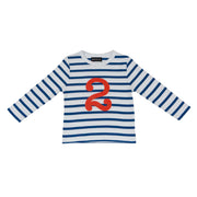 Bob and Blossom Breton Striped Number T-Shirt KT204 French Blue and White