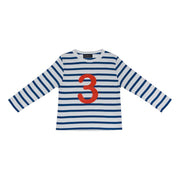 Bob and Blossom Breton Striped Number T-Shirt KT204 French Blue and White