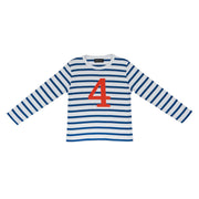 Bob and Blossom Breton Striped Number T-Shirt KT204 French Blue and White