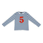 Bob and Blossom Breton Striped Number T-Shirt KT204 French Blue and White