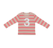 Bob and Blossom Breton Striped Number T-Shirt KT259 Posy Pink and Sand