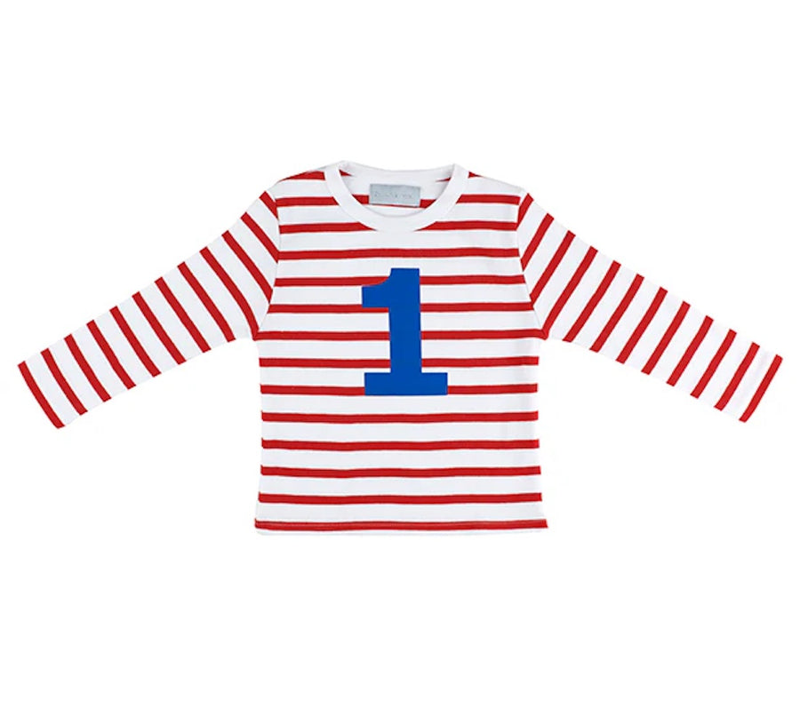 Bob and Blossom Breton Striped Number T-Shirt KT310 Red and White