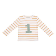 Bob and Blossom Breton Striped Number T-Shirt KT406 Biscuit and White