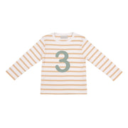 Bob and Blossom Breton Striped Number T-Shirt KT406 Biscuit and White