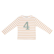 Bob and Blossom Breton Striped Number T-Shirt KT406 Biscuit and White