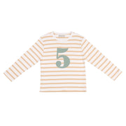 Bob and Blossom Breton Striped Number T-Shirt KT406 Biscuit and White