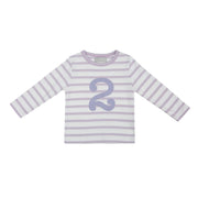 Bob and Blossom Breton Striped Number T-Shirt KT431  Parma Violet and White