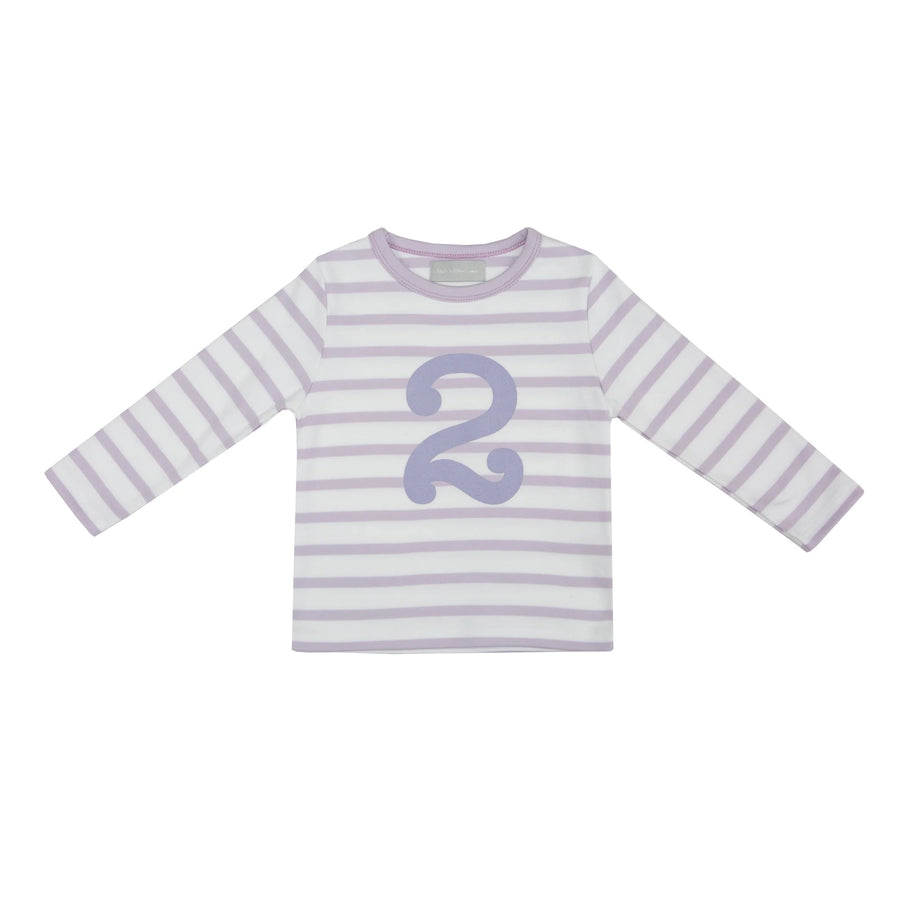 Bob and Blossom Breton Striped Number T-Shirt KT431  Parma Violet and White