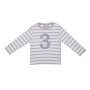 Bob and Blossom Breton Striped Number T-Shirt KT431  Parma Violet and White