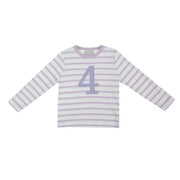 Bob and Blossom Breton Striped Number T-Shirt KT431  Parma Violet and White