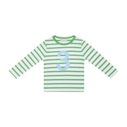 Bob and Blossom Breton Striped Number T-Shirt KT455 Grass Green and White