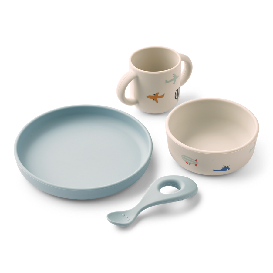 Liewood Vivi Printed Tableware Set - Aviator / Ecru