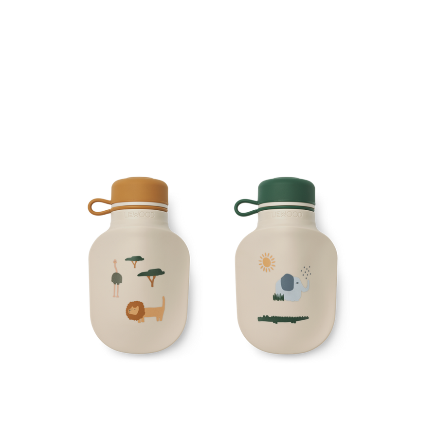 Liewood Lizzie Smoothie Bottle 2-Pack - Safari Sandy Mix