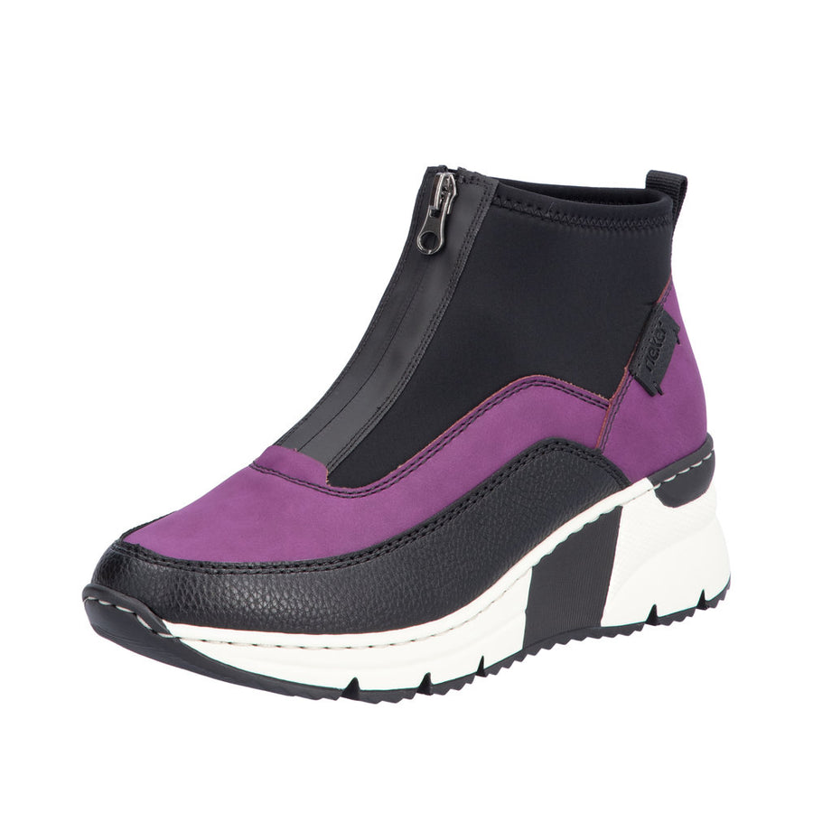 Rieker N6352-30 Purple Black Ankle Boots