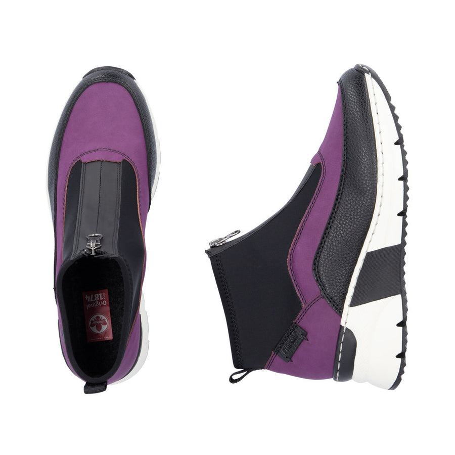 Rieker N6352-30 Purple Black Ankle Boots