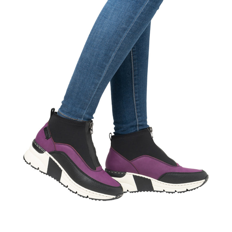 Rieker N6352-30 Purple Black Ankle Boots