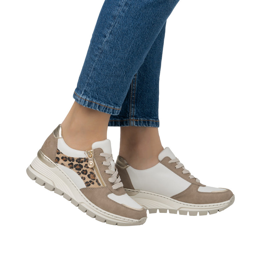 Rieker N8308-64 Beige Combination Casual Shoes