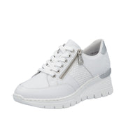 Rieker N8322-80 White Leather Casual Shoes