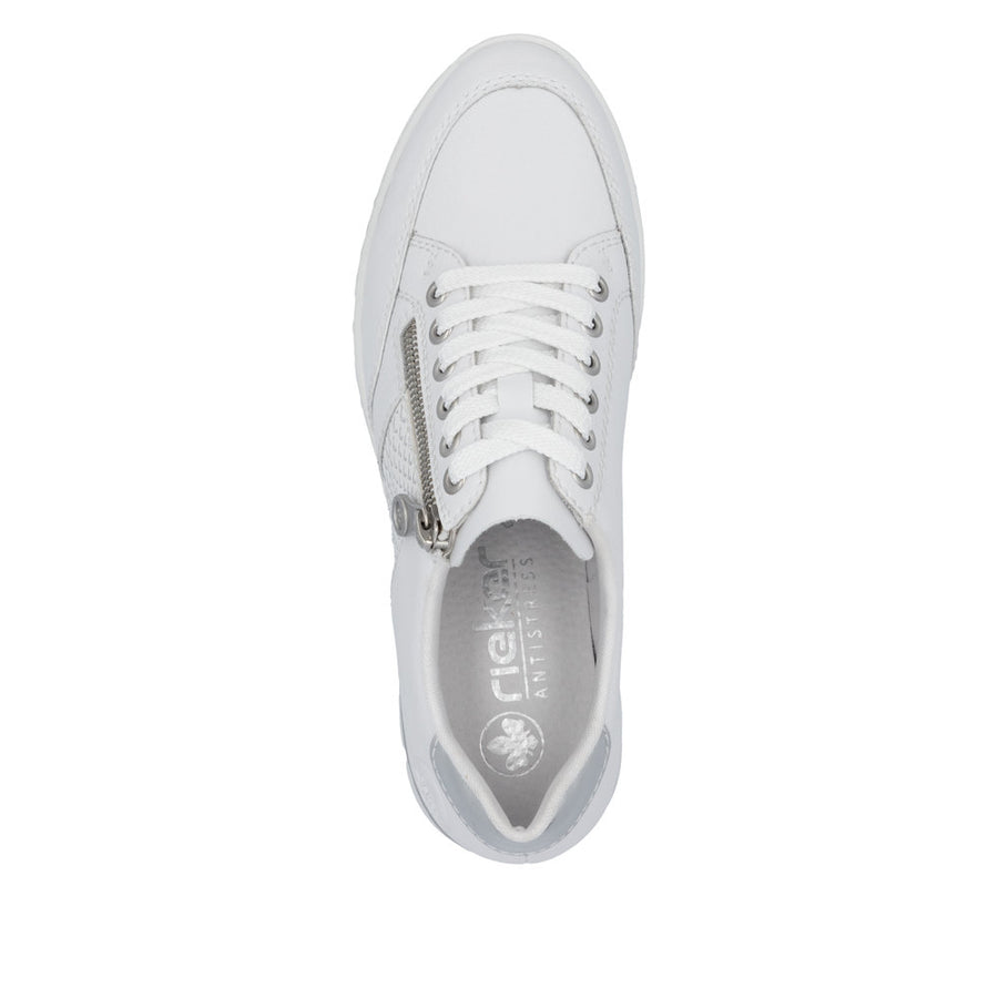 Rieker N8322-80 White Leather Casual Shoes