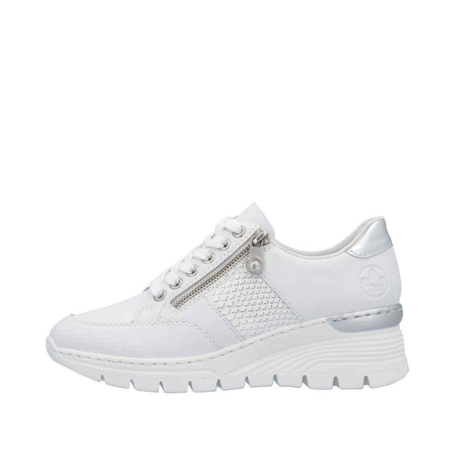 Rieker N8322-80 White Leather Casual Shoes