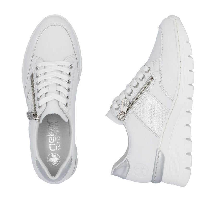 Rieker N8322-80 White Leather Casual Shoes