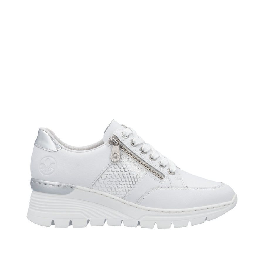 Rieker N8322-80 White Leather Casual Shoes