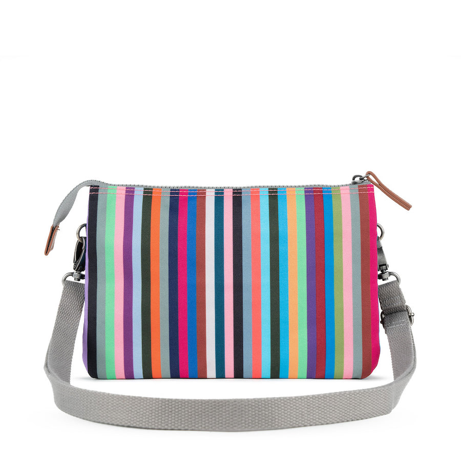 Roka Carnaby Crossbody Multi Stripe XL Recycled Canvas Bag