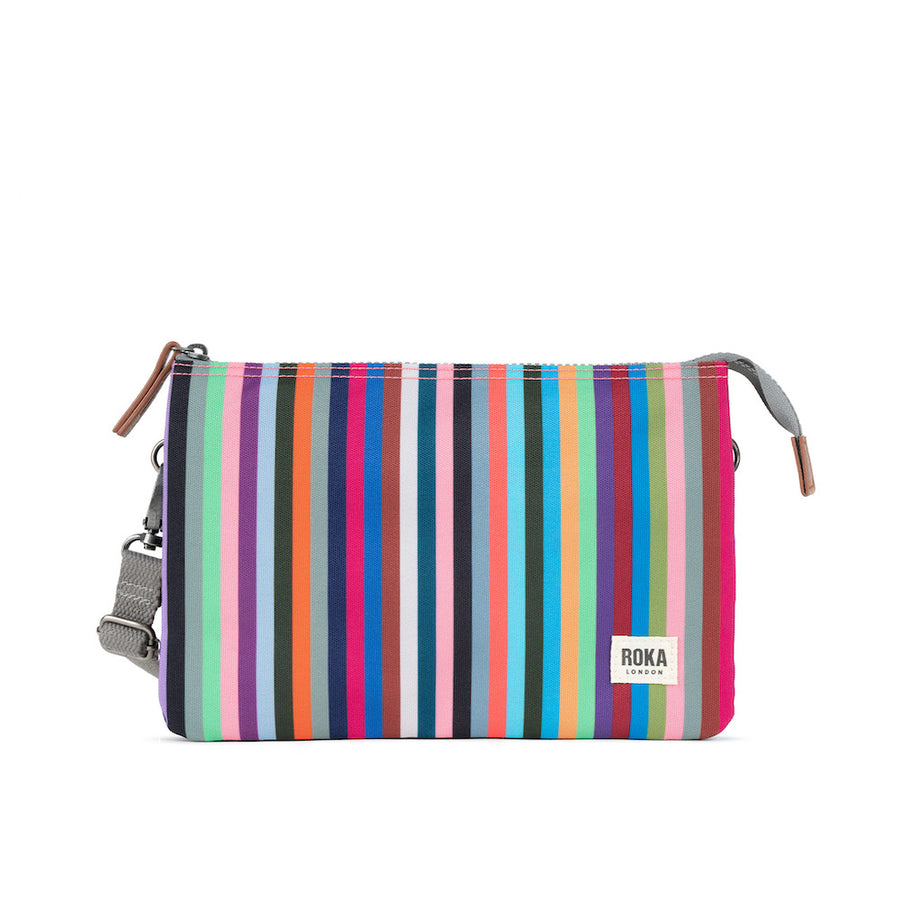 Roka Carnaby Crossbody Multi Stripe XL Recycled Canvas Bag