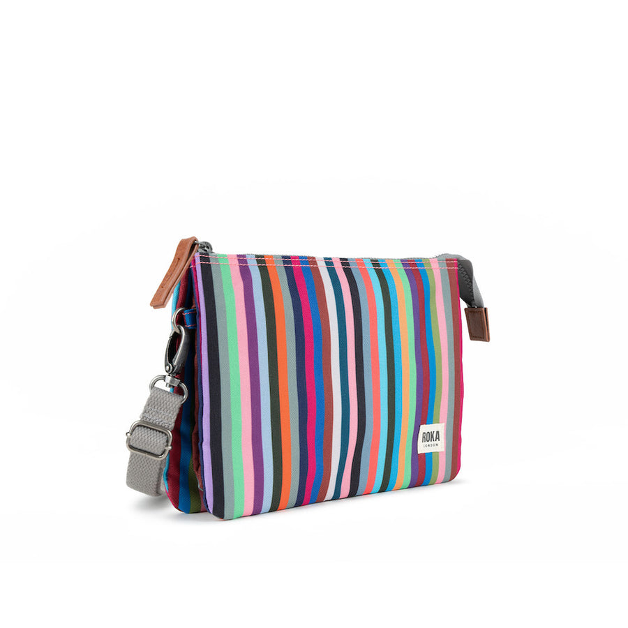 Roka Carnaby Crossbody Multi Stripe XL Recycled Canvas Bag