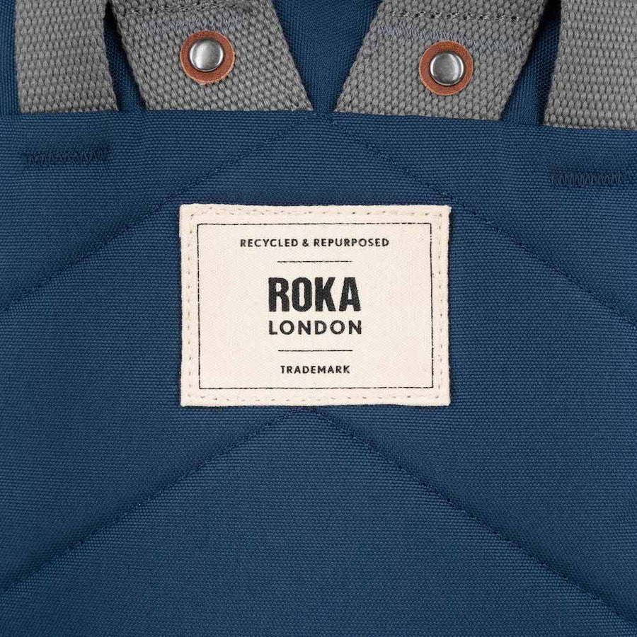 Roka Finchley A Deep Blue Small Recycled Canvas Bag