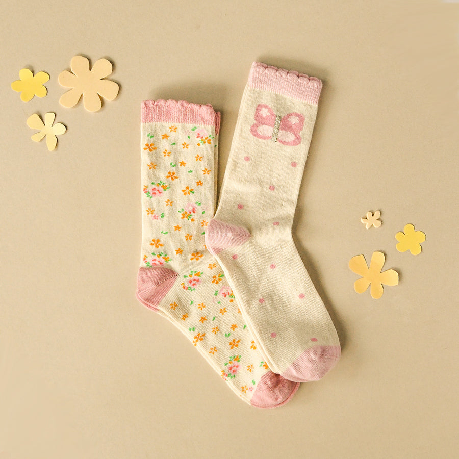 Rockahula Tiny Blossom Butterfly 2 Pack Socks 9-12 Jnr 12-3 Jnr SC02422-2