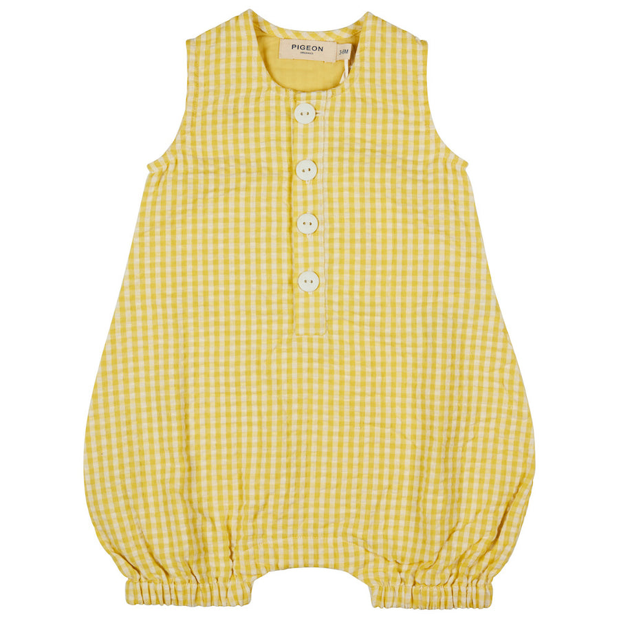 Pigeon Organics Baby All-In-One (Seersucker Check), Yellow