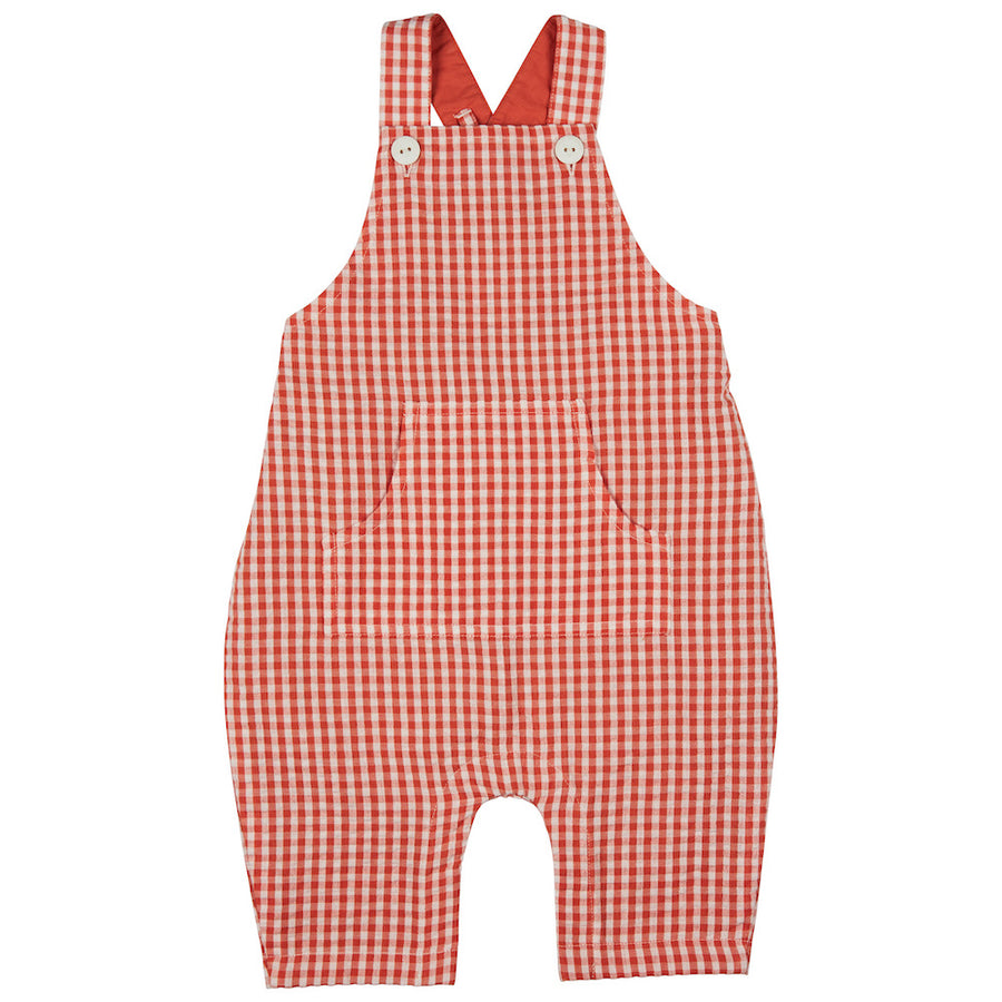 Pigeon Organics Baby Dungarees (Seersucker Check), Orange