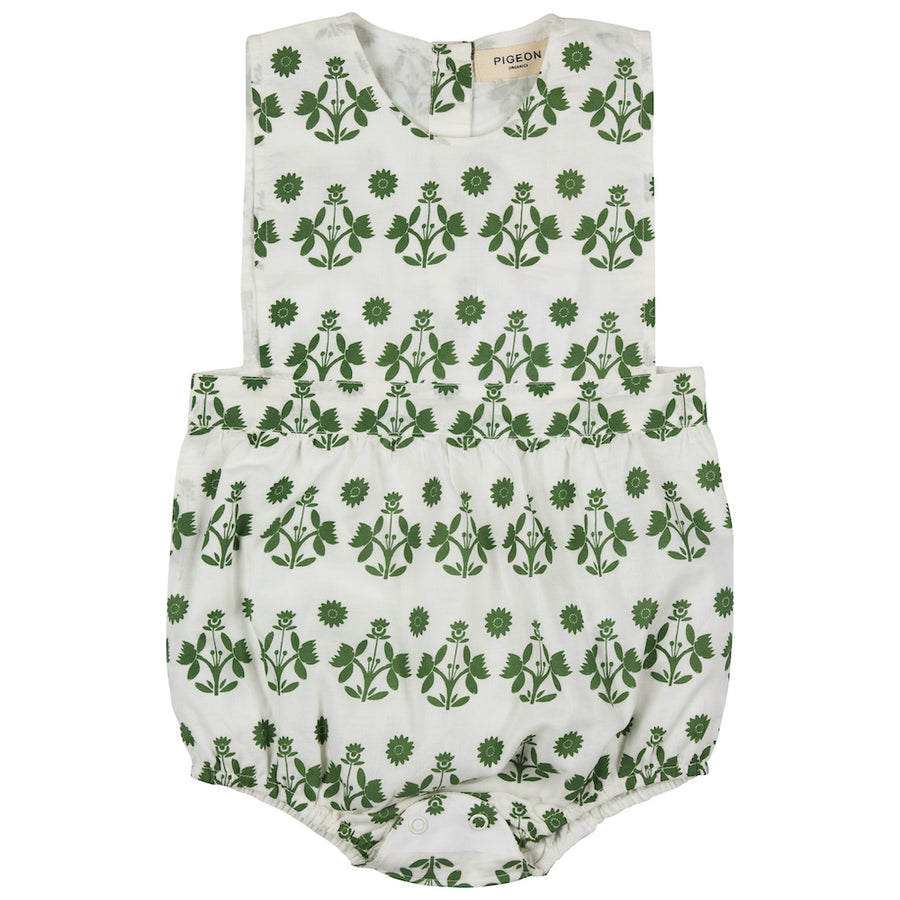 Pigeon Organics Bib Romper (Aop), Block Flower