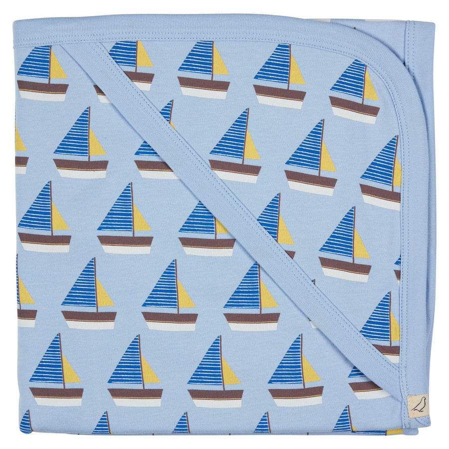 Pigeon Organics Hooded Blanket, Boats