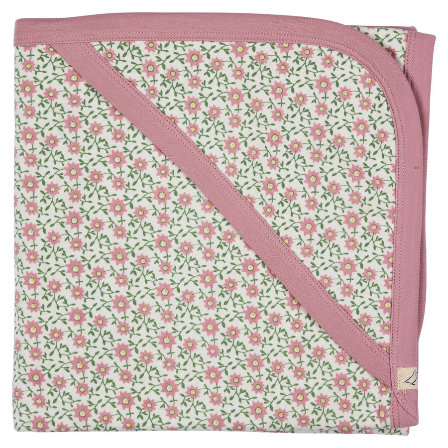 Pigeon Organics Hooded Blanket, Ditsy - Pink