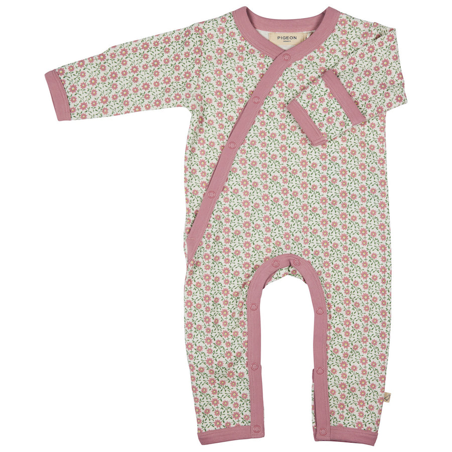 Pigeon Organics Kimono Romper (Aop), Ditsy - Pink, 0-3M