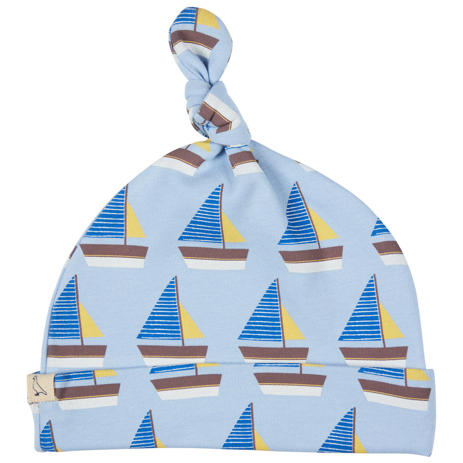 Pigeon Organics Knotted Hat (Aop), Boats, 0-5M