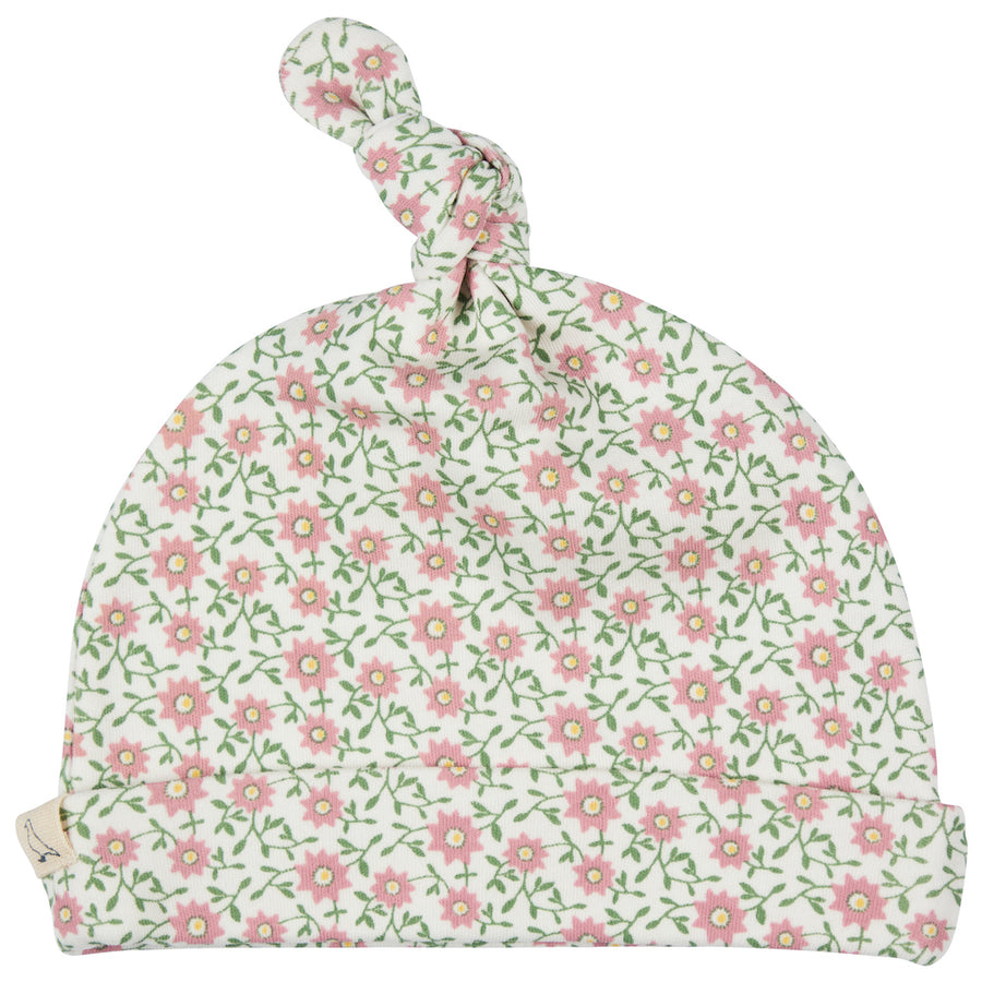 Pigeon Organics Knotted Hat (Aop), Ditsy - Pink, 0-5M